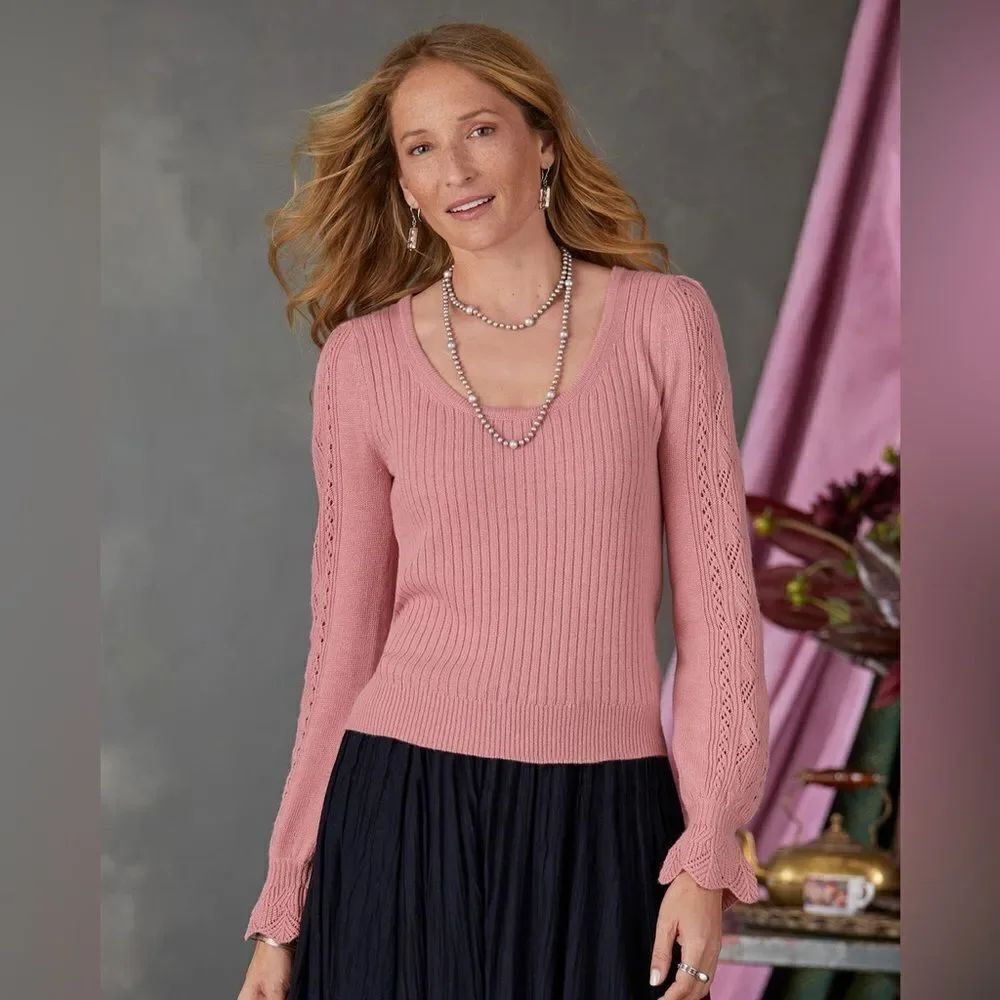 Sundance Faustine Sweater NEW Chalk Pink Small Wool Blend